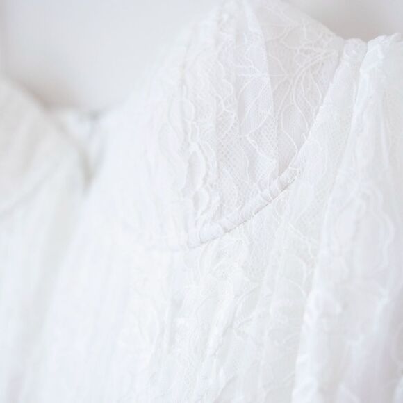 NEW Sau Lee Selena White Lace Midi Bridal Wedding Rehearsal Dress Size 12 - Picture 10 of 13